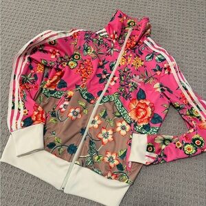 Adidas Vibrant Pink Jacket with Floral Design